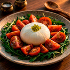 Perlas de AOVE premium Tesoro del Olivo  en burrata
